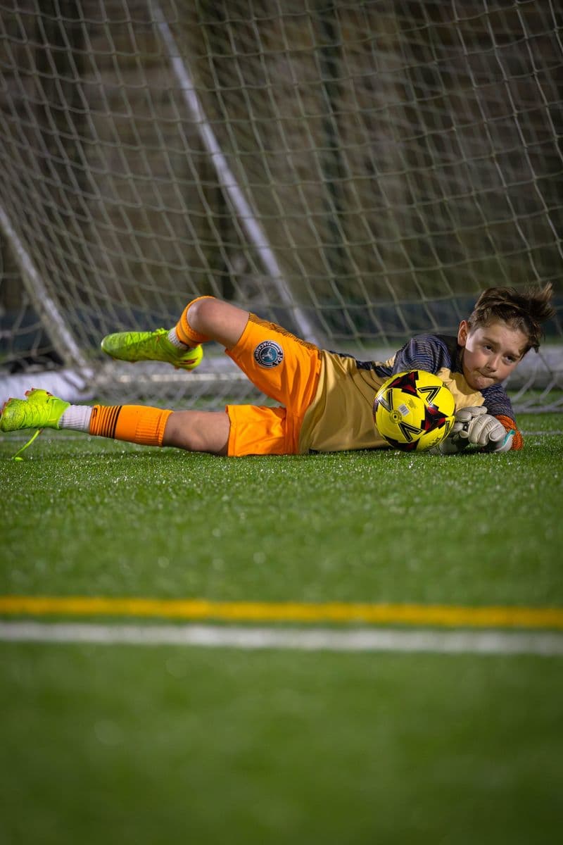 JDA goalkeeper making a diving save
